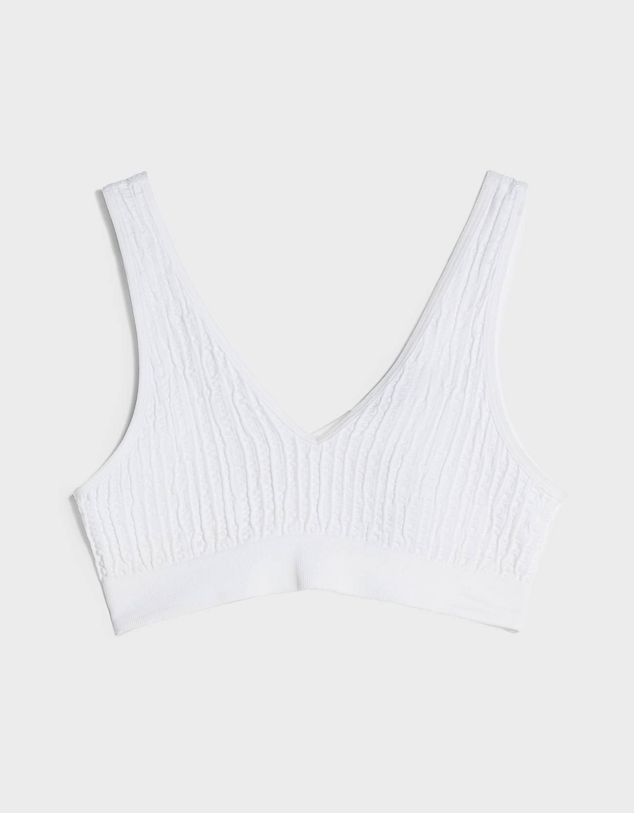 Bershka biały crop top teksturowany S Rozmiar S