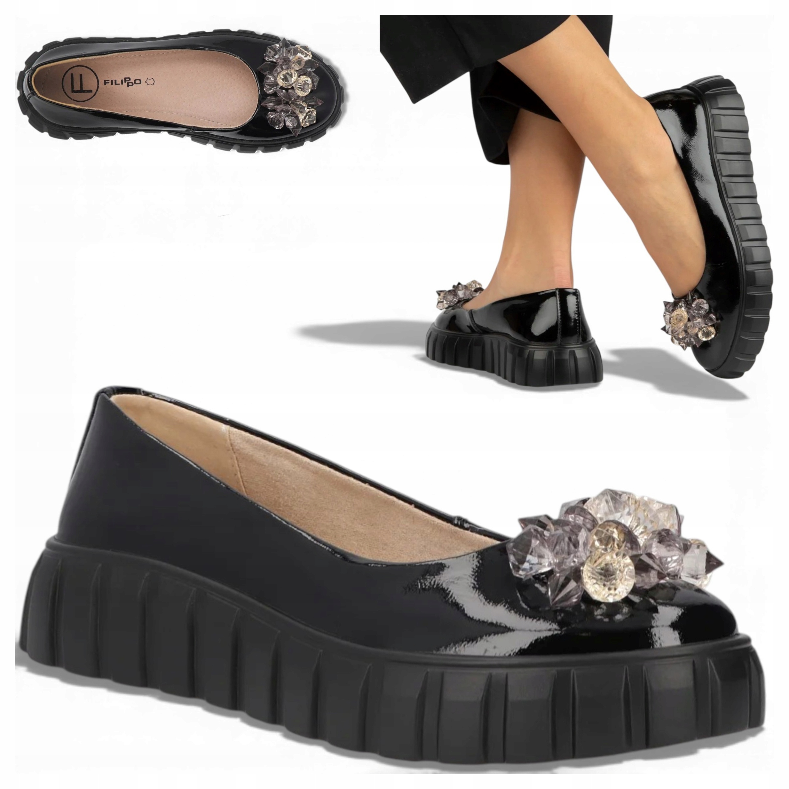 Dámské kožené polobotky na platformě Filippo 36 Letní nazouvací obuv