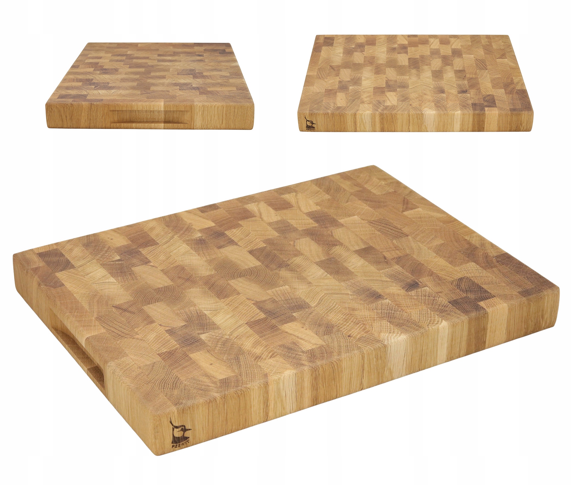 Prkénko na krájení Špalkové End Grain dubové olejované 40x30x4 Logo
