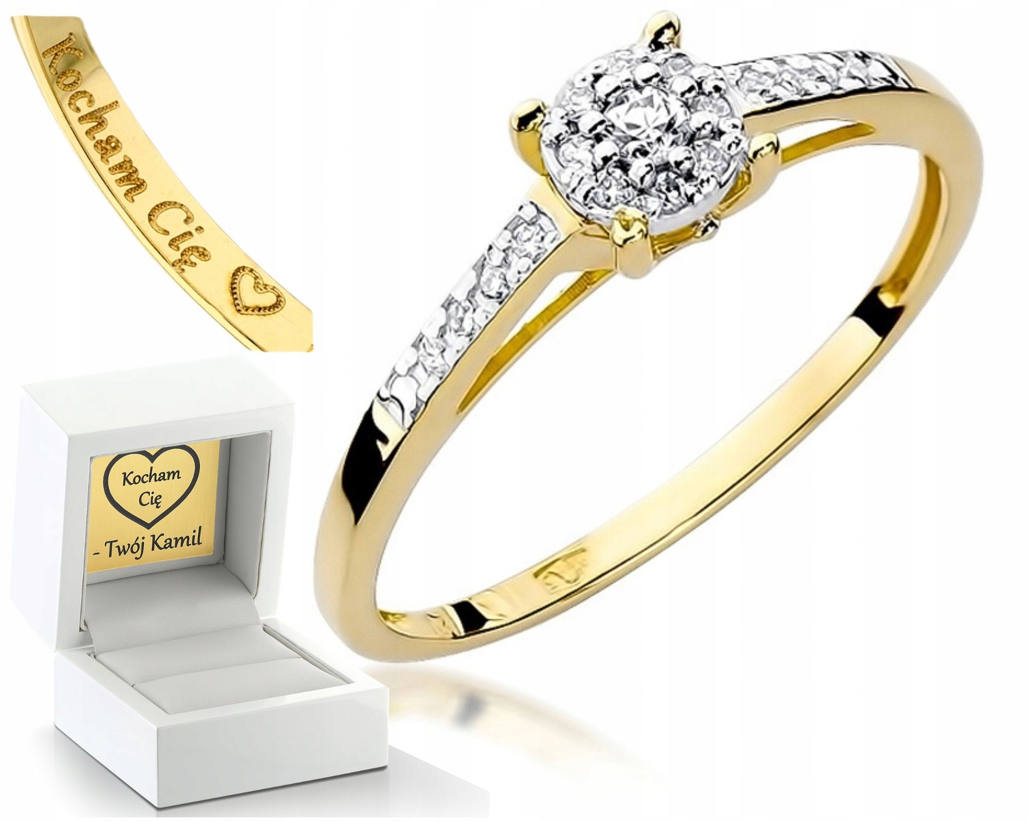 Prstýnek S Brilianty 0,12 Ct Zlatý Drtič 585 Dárek