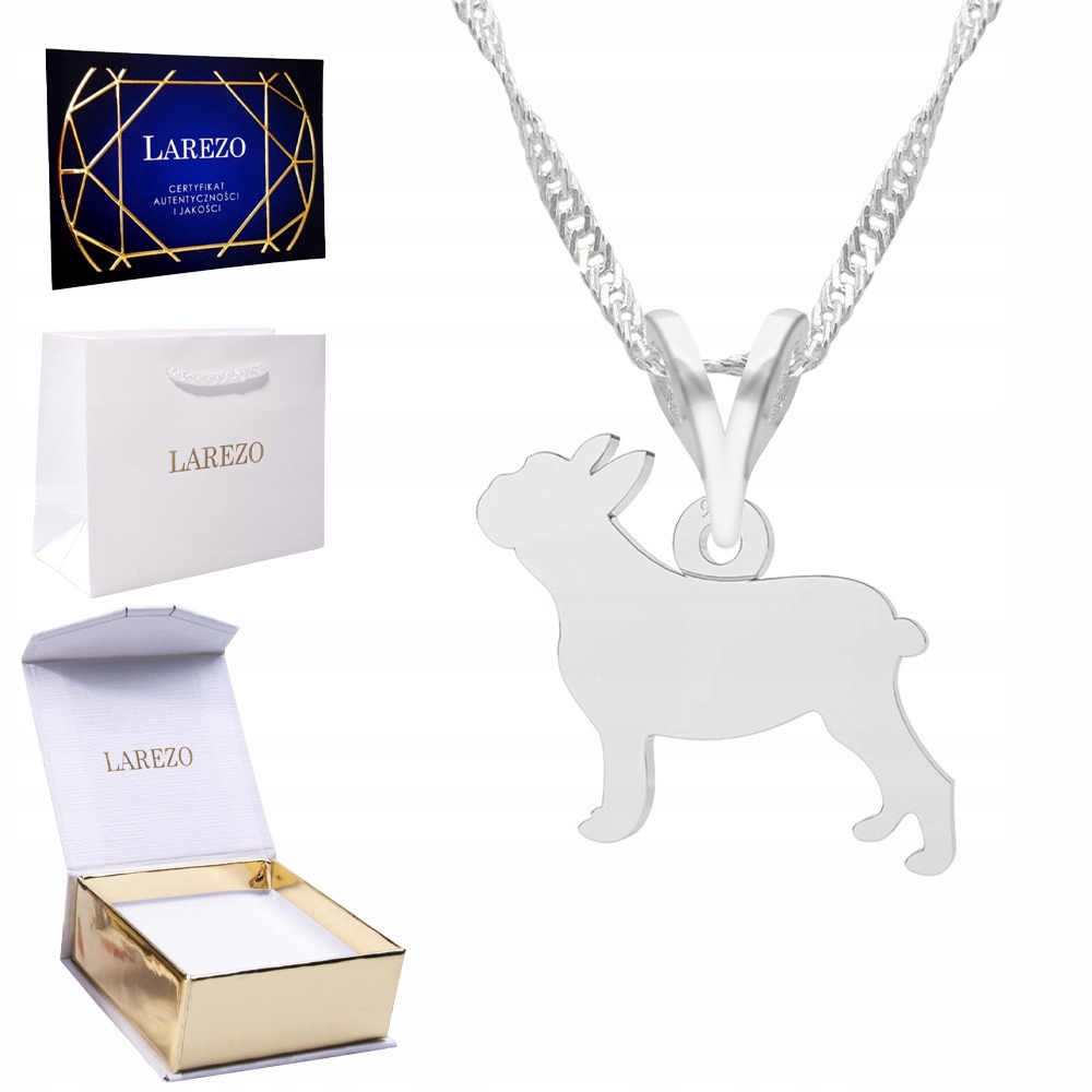 

Naszyjnik srebrny łańcuszek 925 Buldog Pies Dog