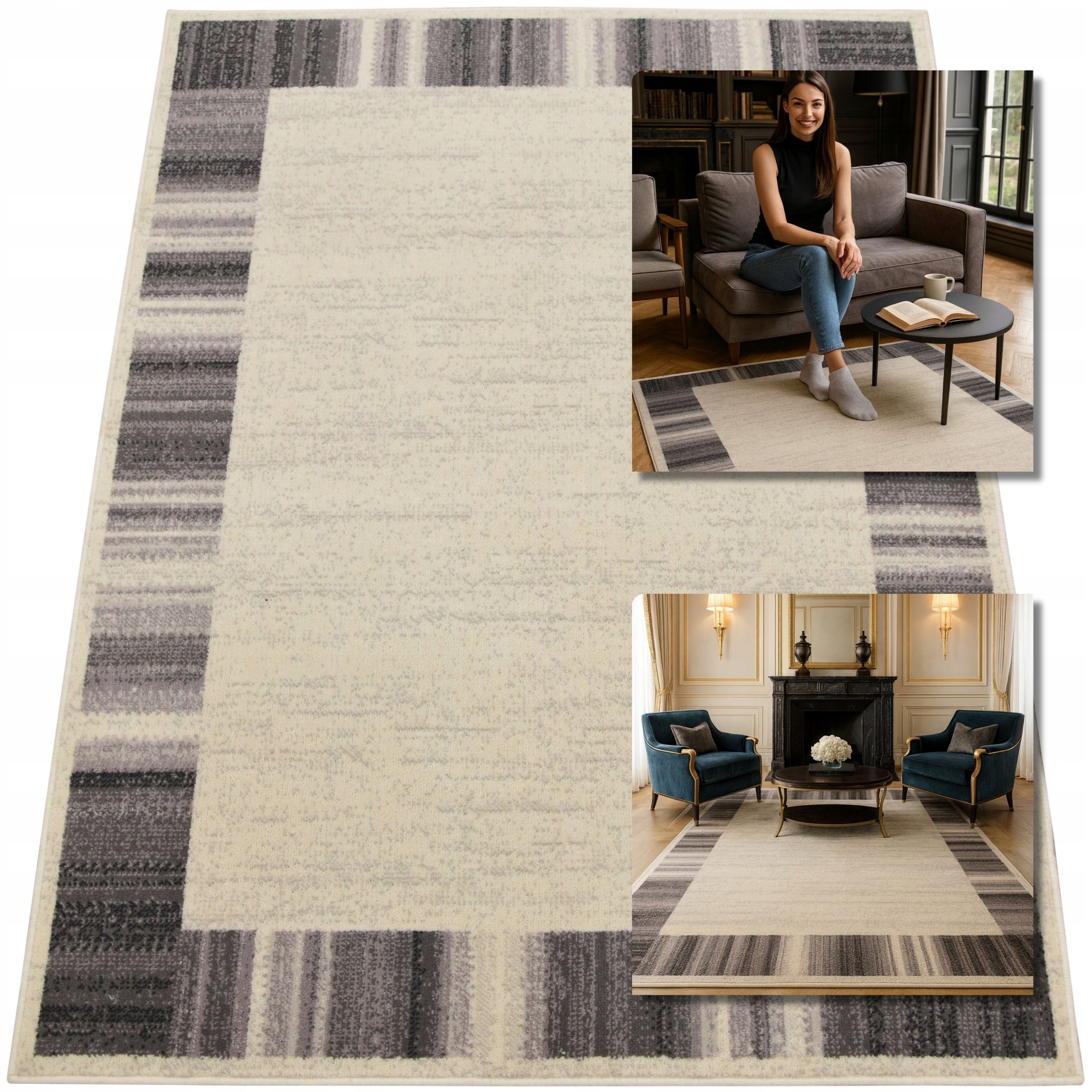 Moderní Vlněný Koberec Krémový Koberec Do Obývacího Pokoje Boho Passion 8 mm 160x230