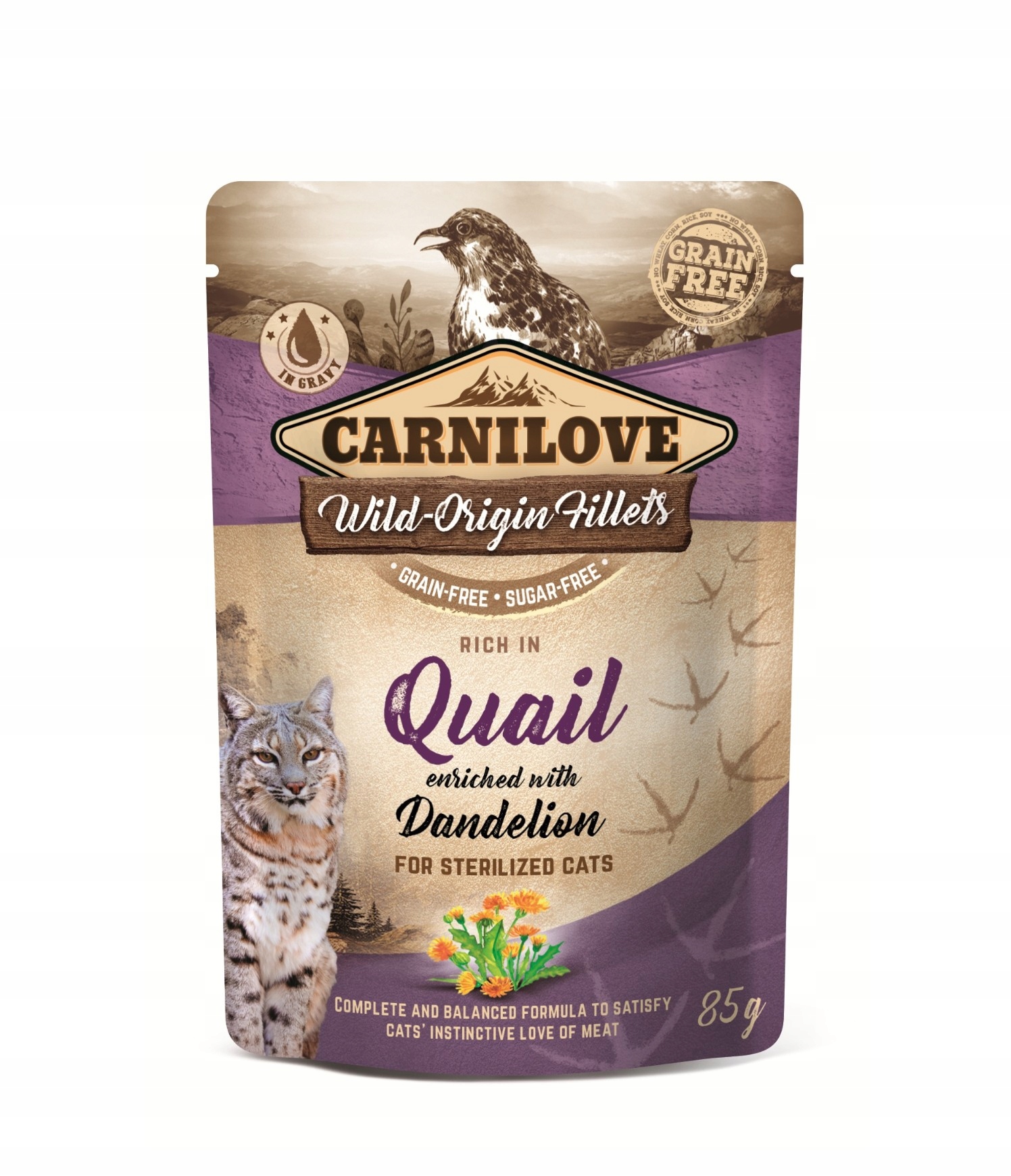 Levně Carnilove mokré krmivo pro kočky adult Sterilised Křepelka Pampeliška 12x85 g