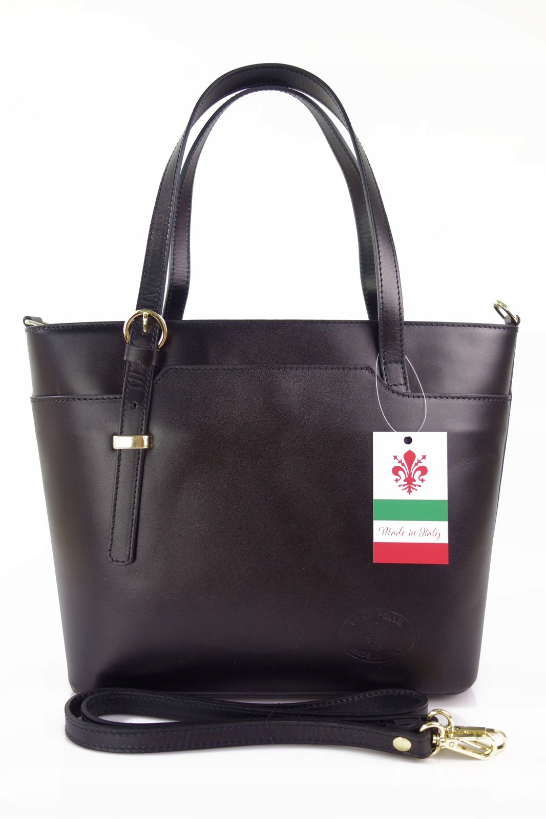 Italská kabelka A4 Vera Pelle kufřík přes rameno Černá