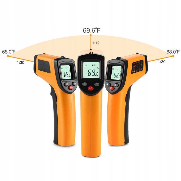 PIROMETR TERMOMETR LASEROWY BEZDOTYKOWY -50 +380 Zakres pomiaru temperatury od -50 do 380°C