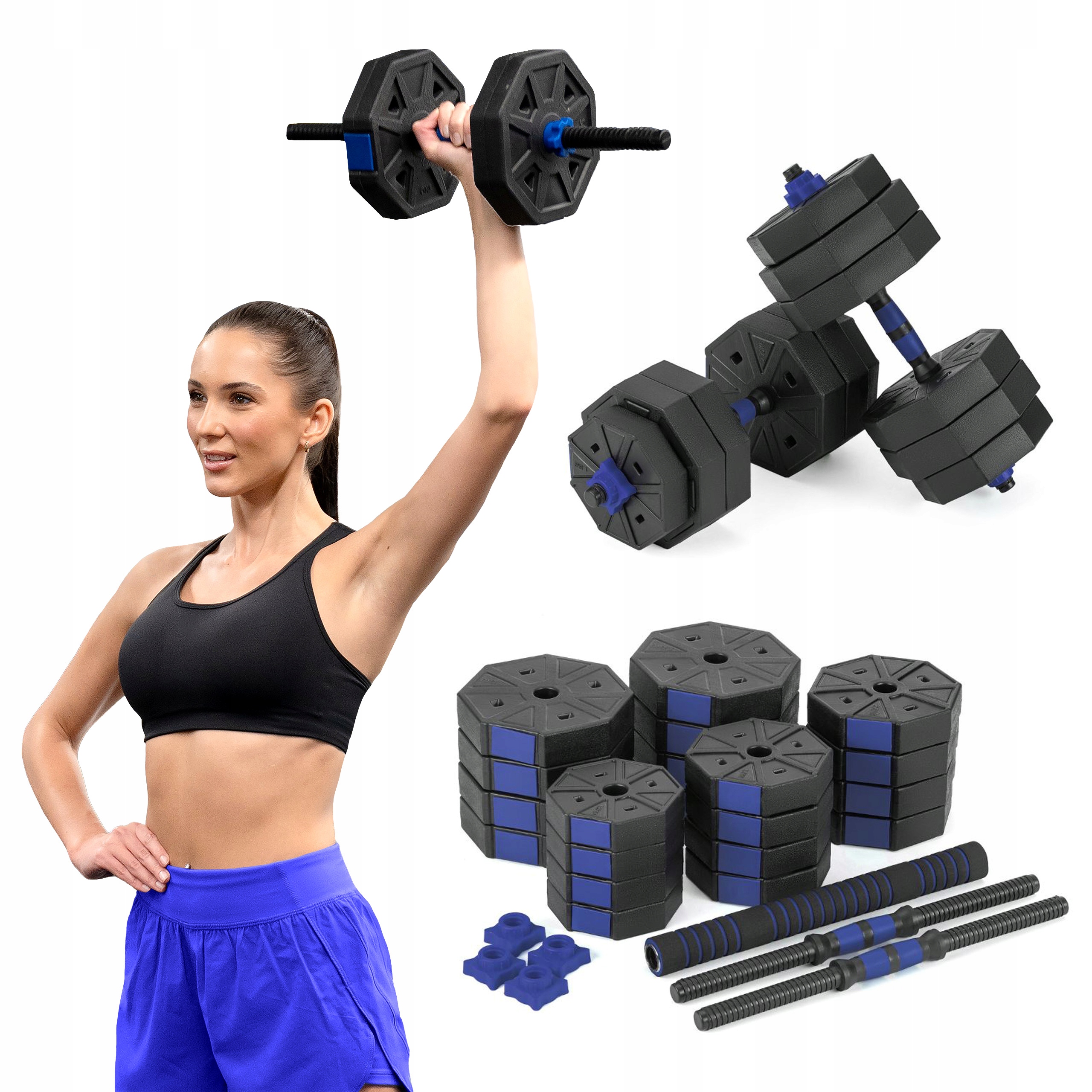 Zestaw Hantli Regulowanych 2X20KG Ze Sztangą Gymtek