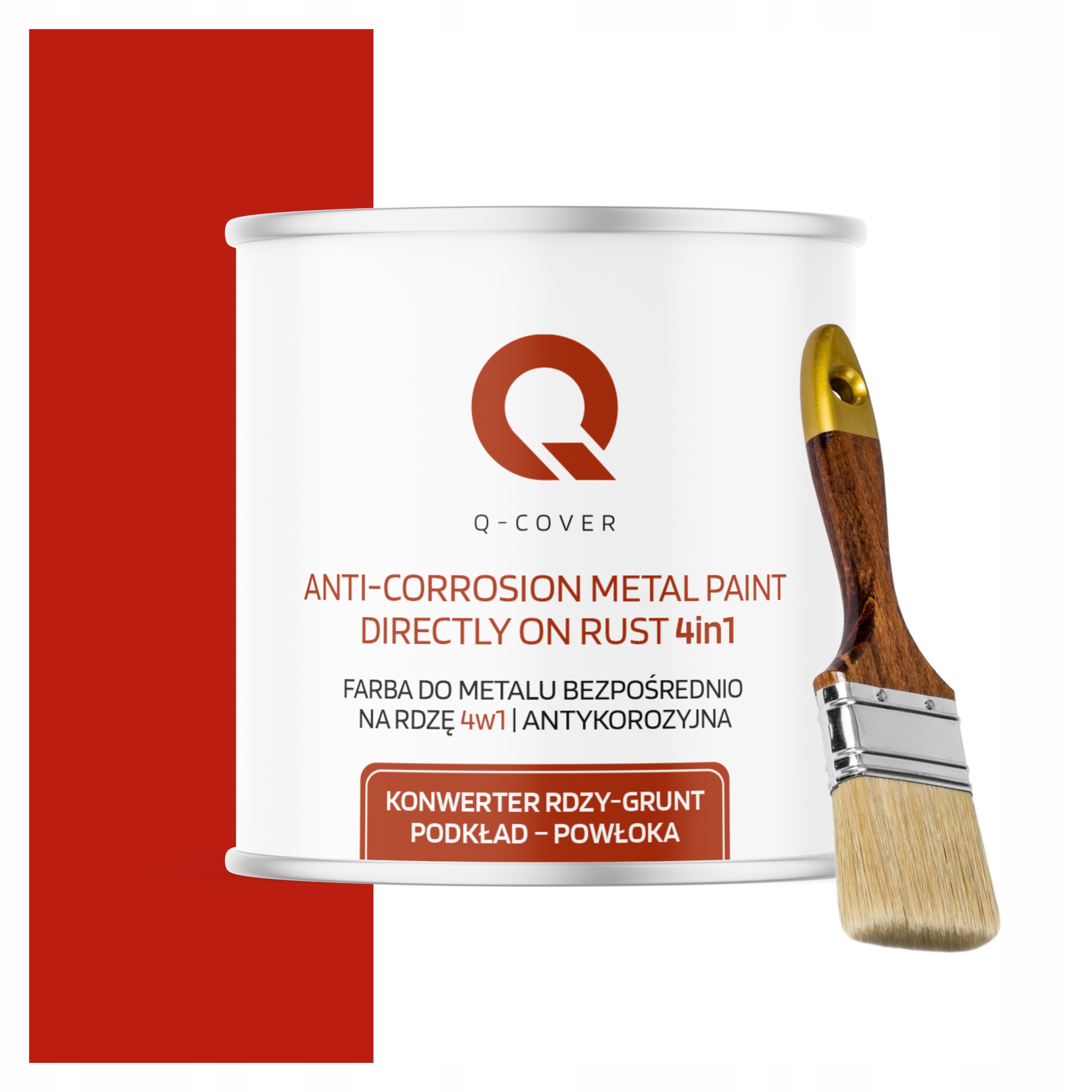 Farba na kov Antikorózna 2.5L Vysoký lesk Červená štetec Ral 3020