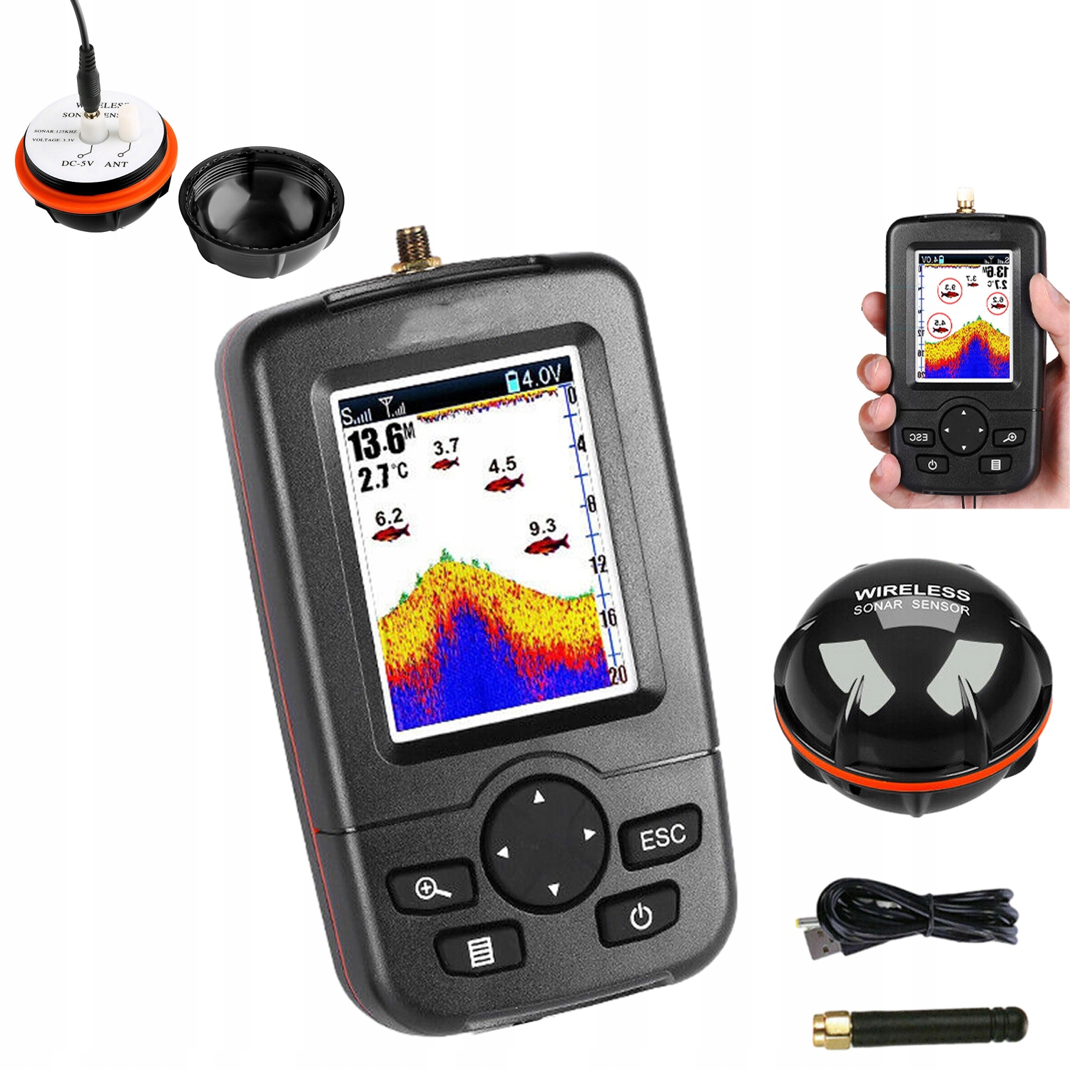 Bezdrátový Inteligentní Lokátor Ryb Se Senzorem A Podsvícením