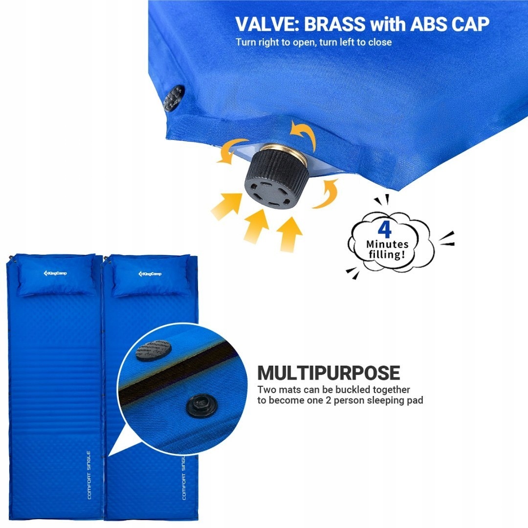 Mata Samopompująca KINGCAMP Comfort Single 198 cm Model MAS-KM3605-beige