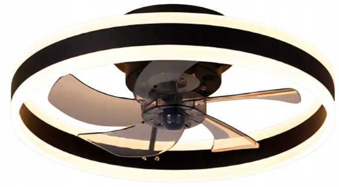 Lampa Stropní Svítidlo stropní Led s ventilátorem černá moderní 50 cm 36 W