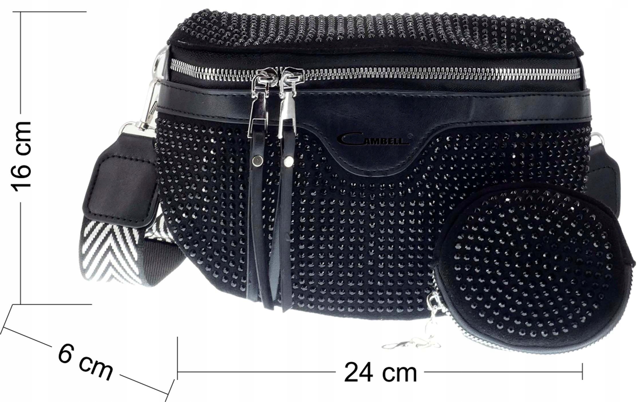 DAMSKA SASZETKA NERKA BAG NA RAMIĘ Z PORTFELIKIEM TOREBKA CROSSBODY CEKINY Stan opakowania oryginalne