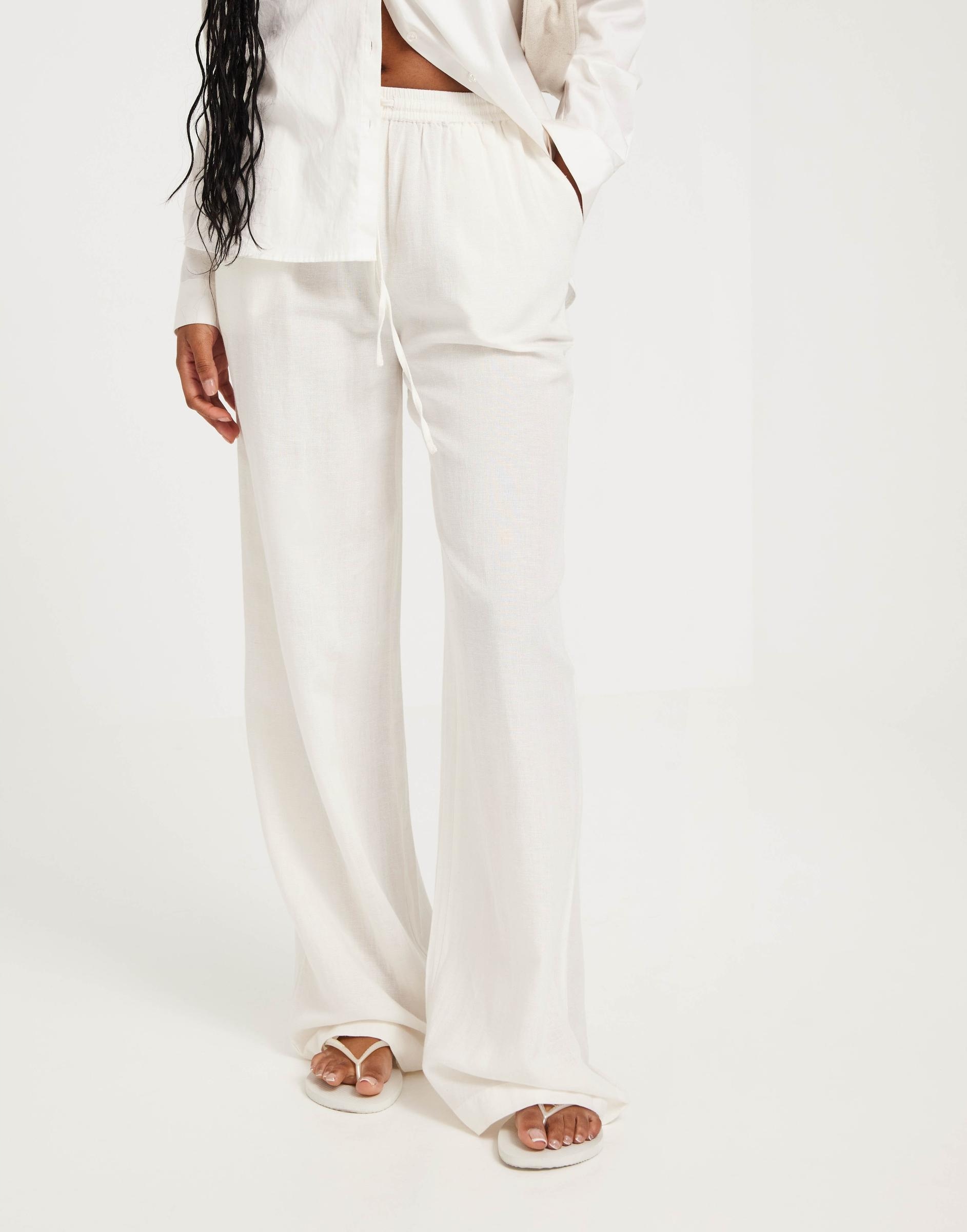 NELLY BIAŁE LUŹNE SPODNIE 99N NG5__S