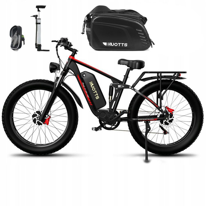 Duotts S26 1500W Elektrokoloběžka 55 km/h Samsung Baterie 20Ah, 26*4.0 palcové pneumatiky, App Brašny