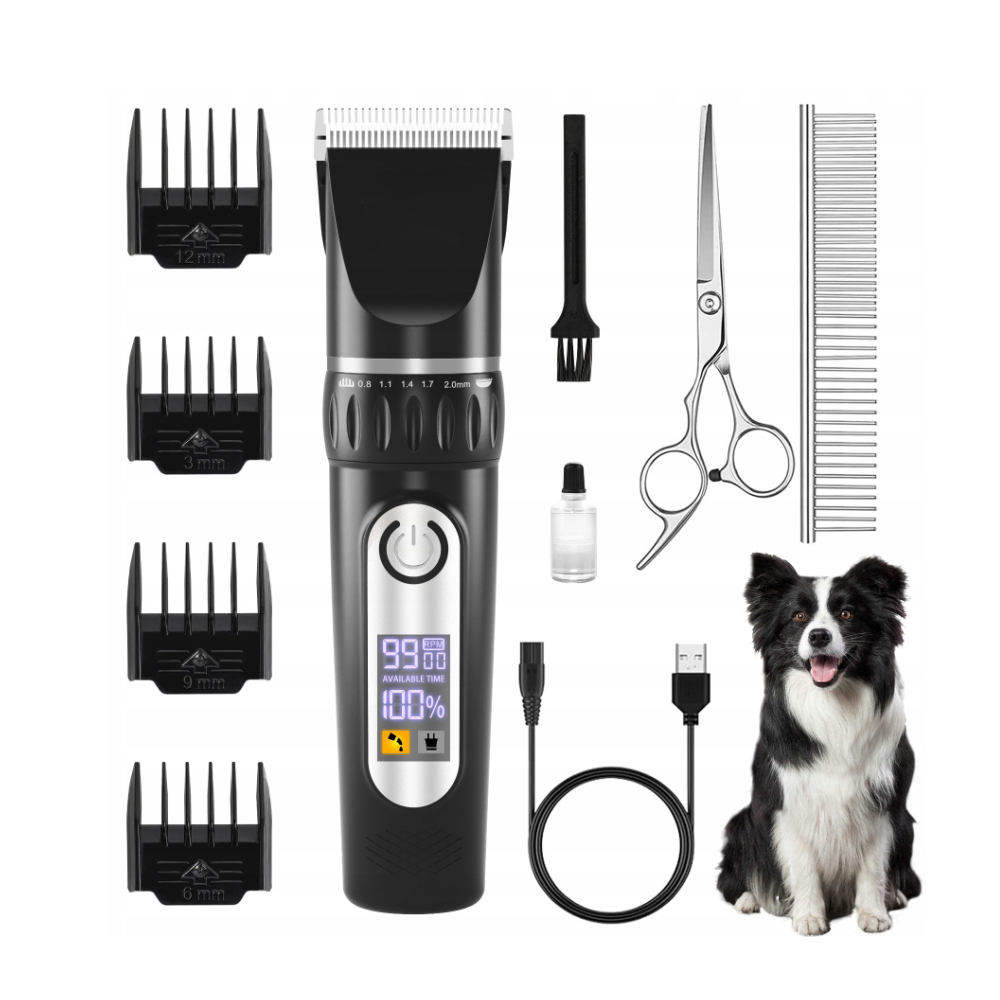 Levně Výkonný Zastřihovač Pro Psy, Bezdrátový, Tichý, LCD 2000 Mah