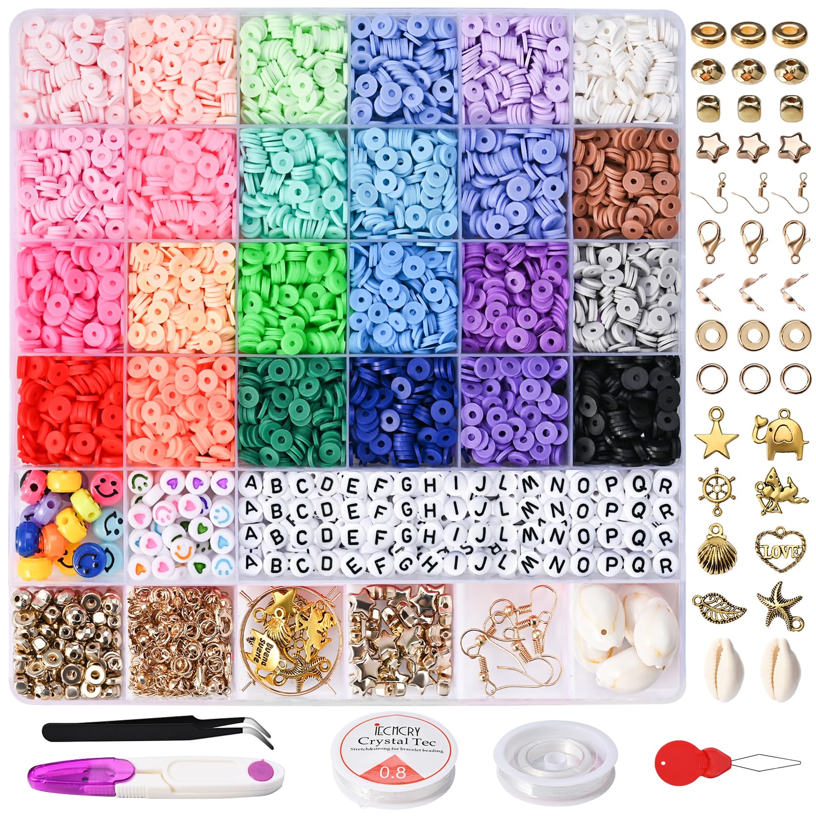 Sada 6000 hliněných korálků pro vytváření náramků 6 mm