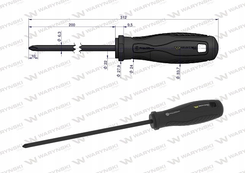 Wkrętak PH2 200 mm Waryński 25 lat EAN (GTIN) 3000000016657