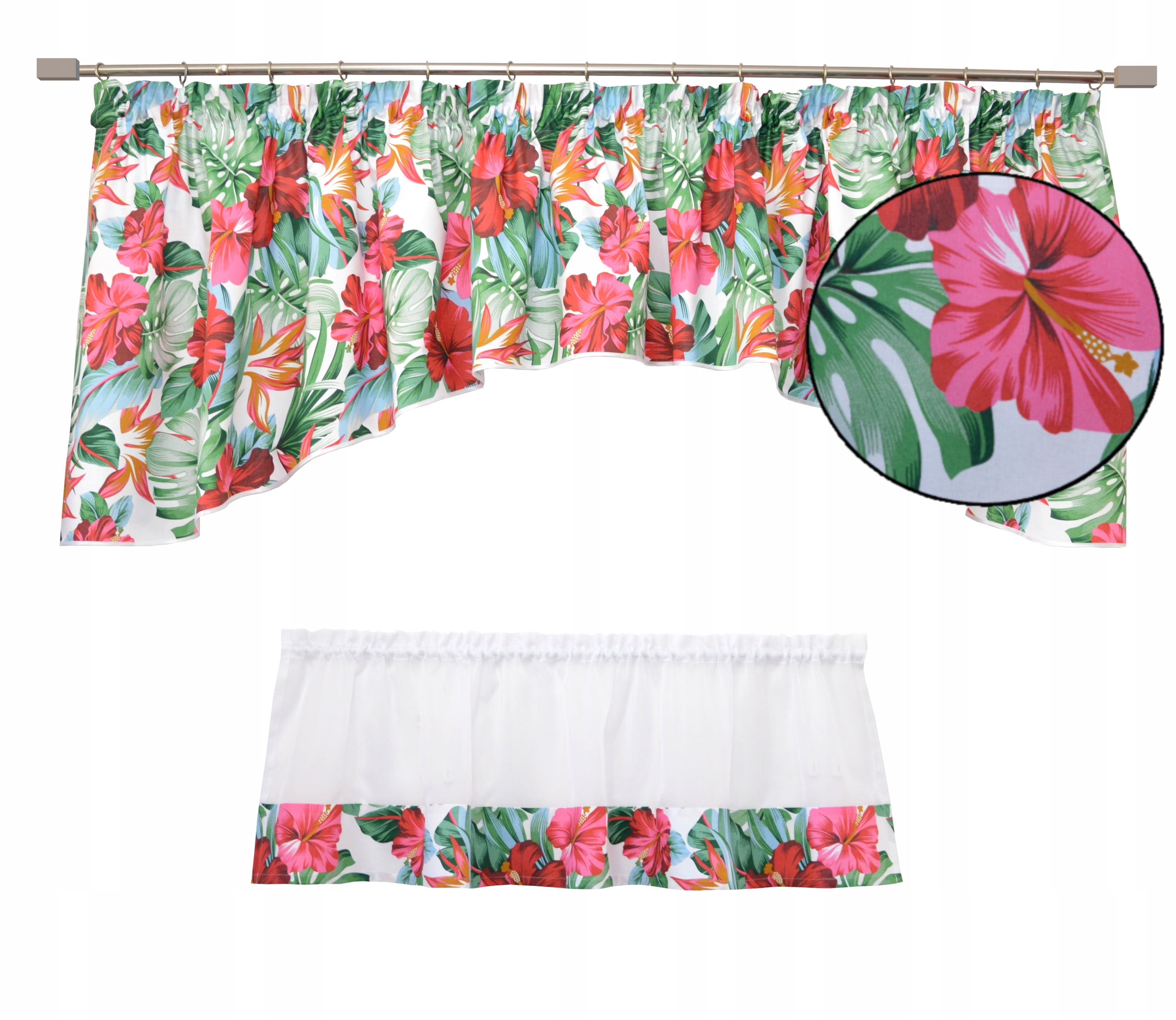 

Firana kuchenna zazdrostka Monstera Kwiat 200x70