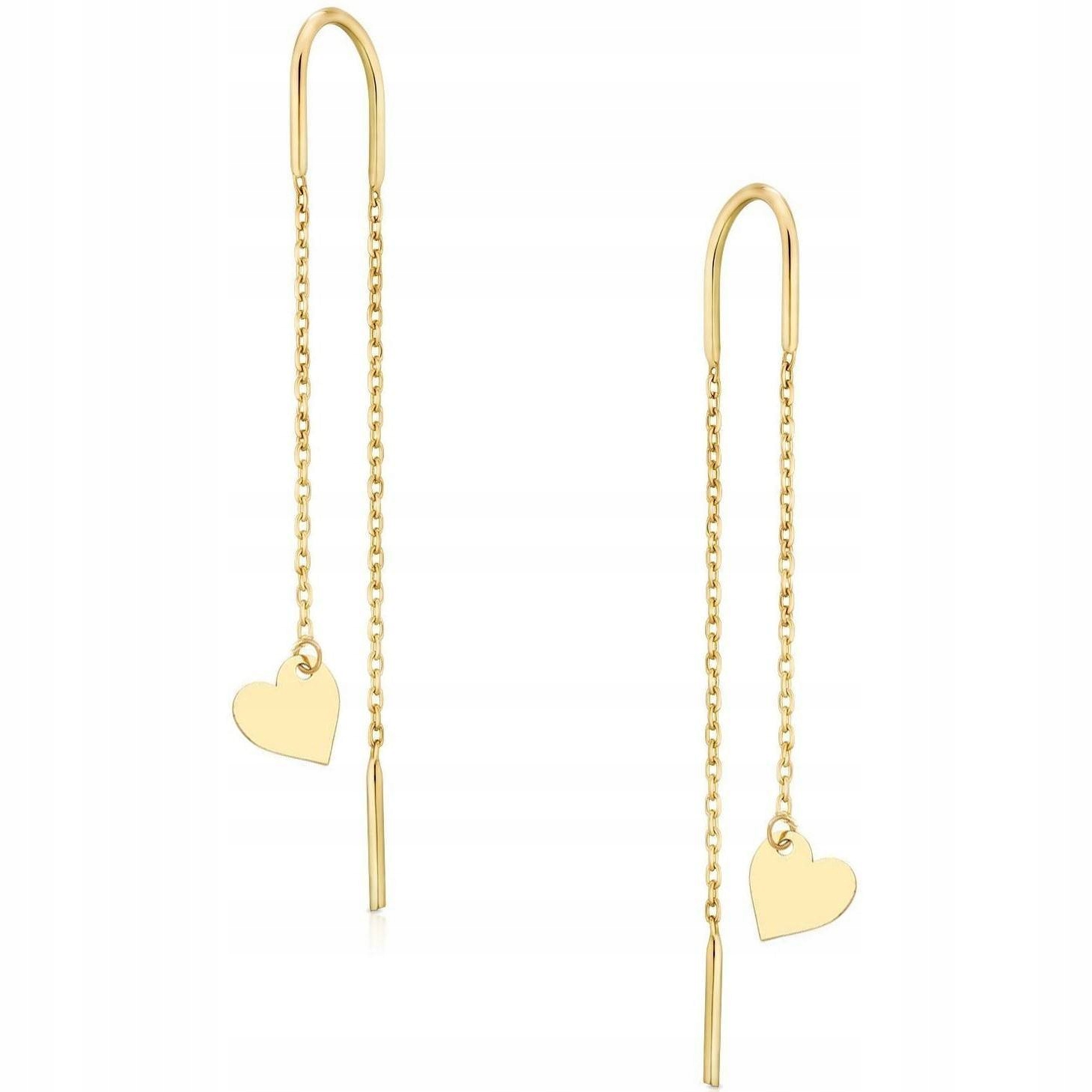 

Złote kolczyki przeciągane 333 celebrytka serca