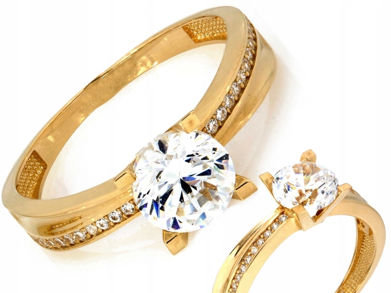 Zlatý zásnubní prstýnek 585 14kt zdobení zirkony Solitare 2.35 g