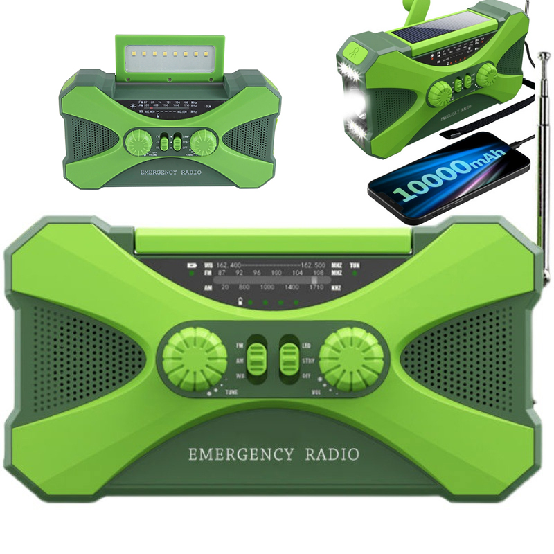 Přenosné Korbové Solární Rádio Nouzové Kliky Dynamo Svítilna Sos 10000 mAh