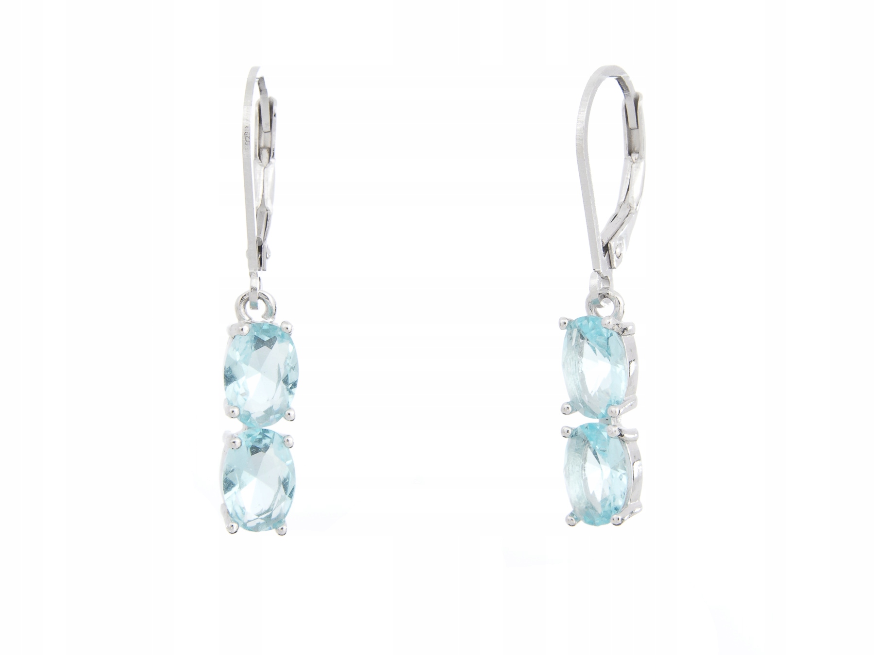 Stříbrné Visací Náušnice Rhodiované Sky Blue Topaz Přírodní