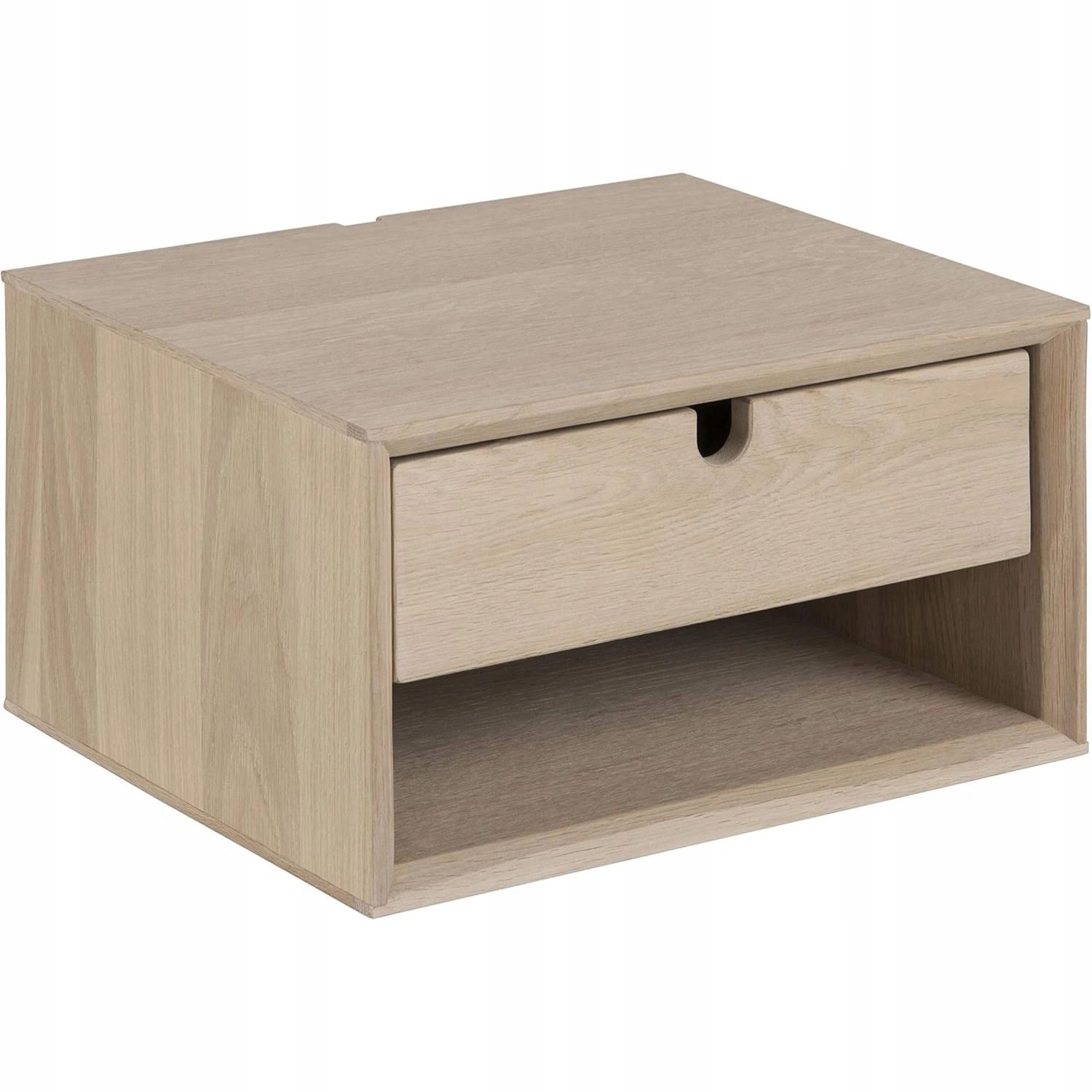 Nočná skrinka Ac Desing Lena nástenný závesný nočný stolík biely dub