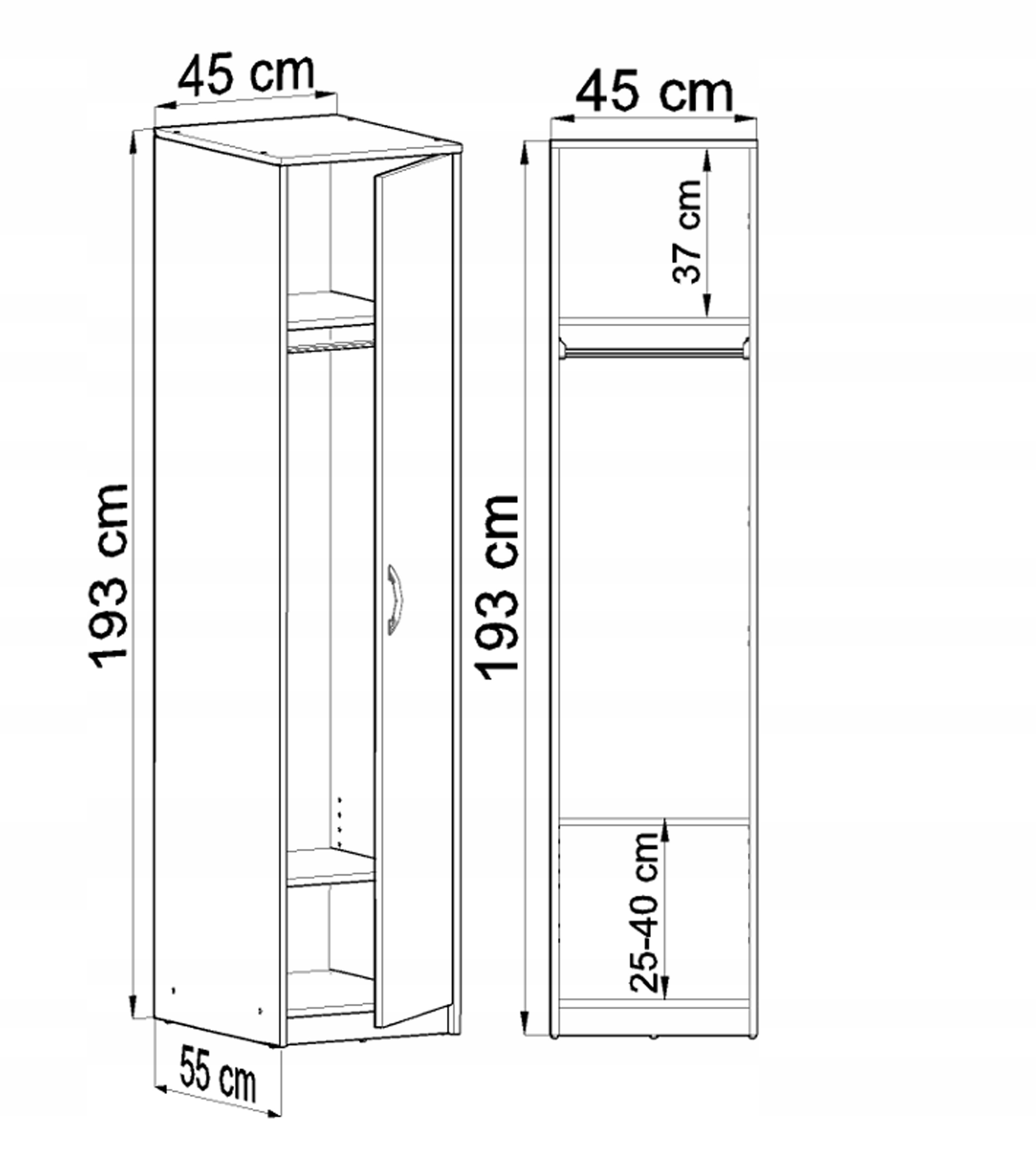 SZAFA BIAŁA SŁUPEK z półkami i drążkiem SZ07 BIAŁY Marka Meble Bestseller