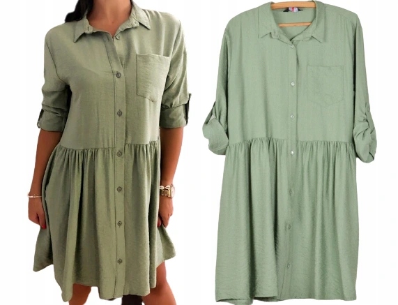 596 KOSZULOWA SUKIENKA ROZPINANA Różne KOLORY L/XL