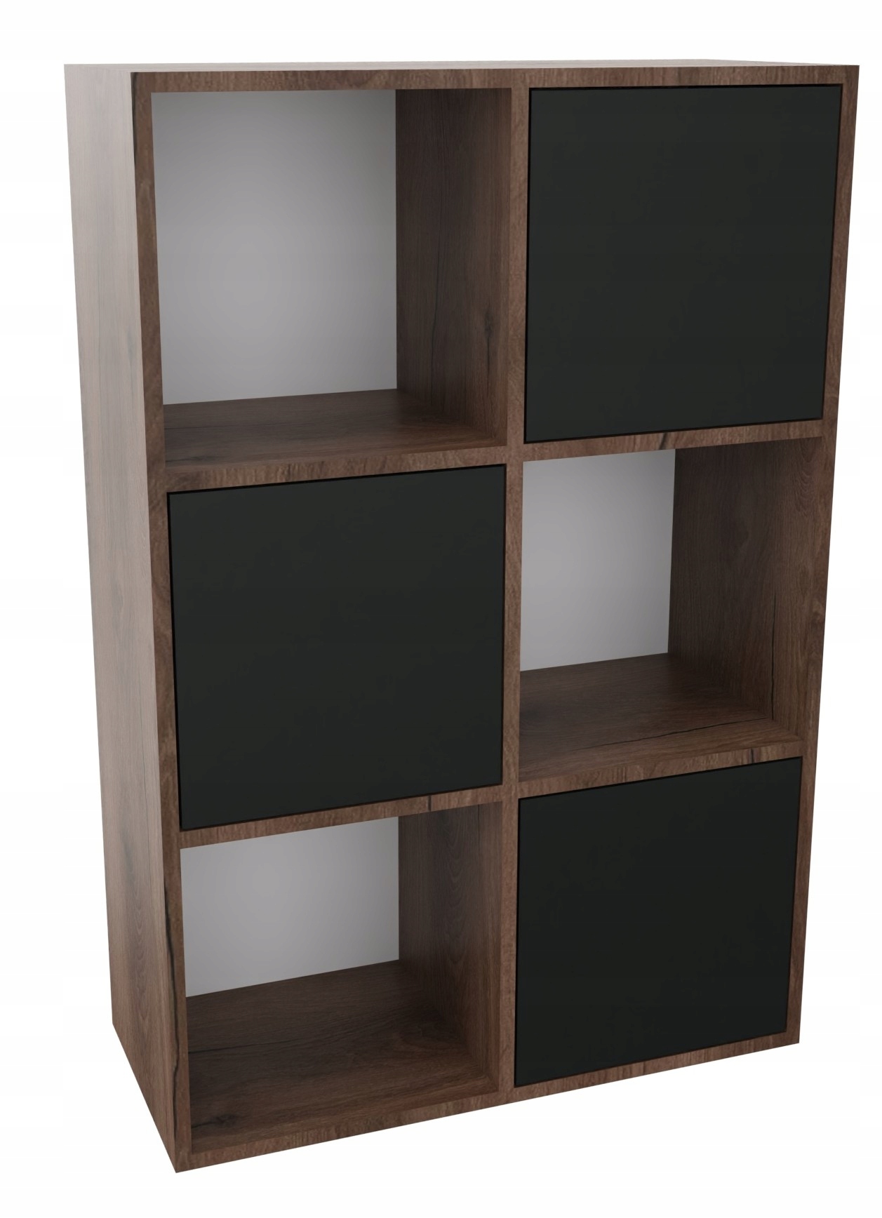 REGAŁ MODUŁOWY TREFL-3D ORZECH 18MM PUSH CLICK CICHY DOMYK CZARNE FRONTY