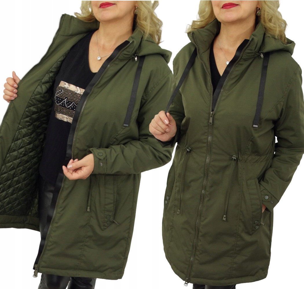 Kurtka Damska Przejściowa Parka Ocieplana Odpinany Kaptur Olivia 42 XL
