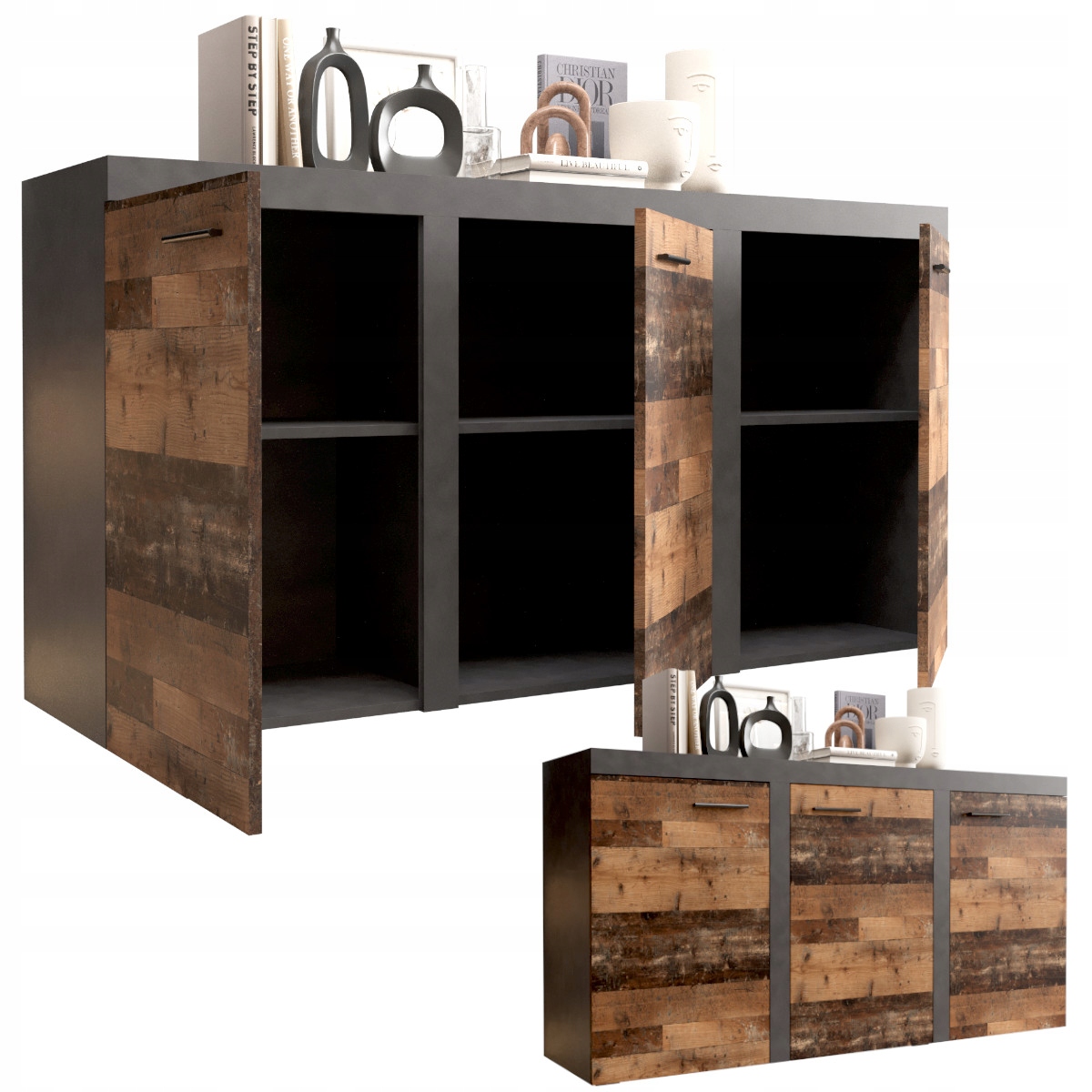 Klasická komoda 3-dvéřová Rtv skříňka 149x82 Old Wood Style Barvy O-sofa