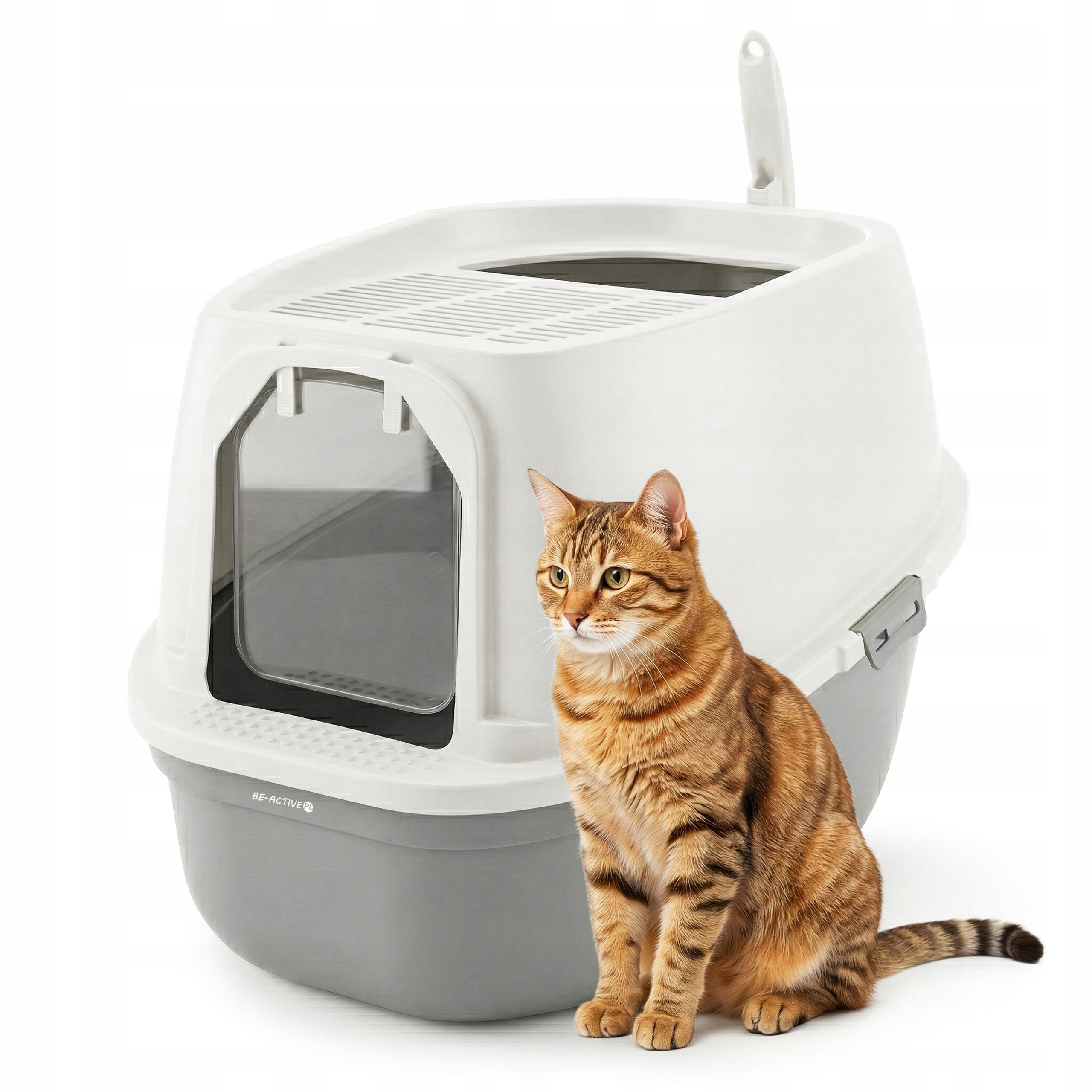 Kuweta Dla Kota Duża Na Żwirek Zamknięta Toaleta Kryta Łopatka