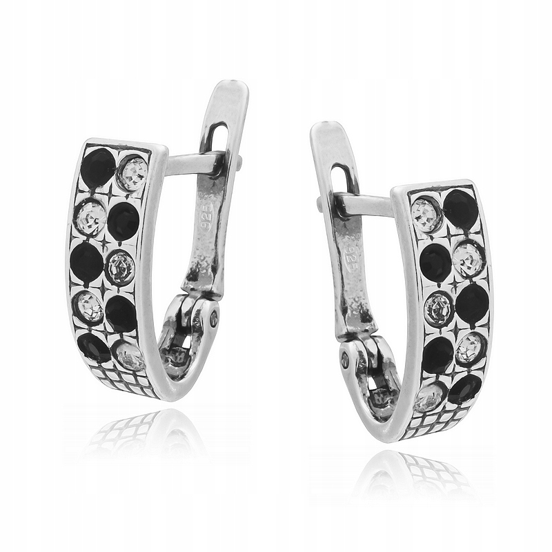 

Kolczyki Srebrne Oksydowane Paski Białe Czarne 925