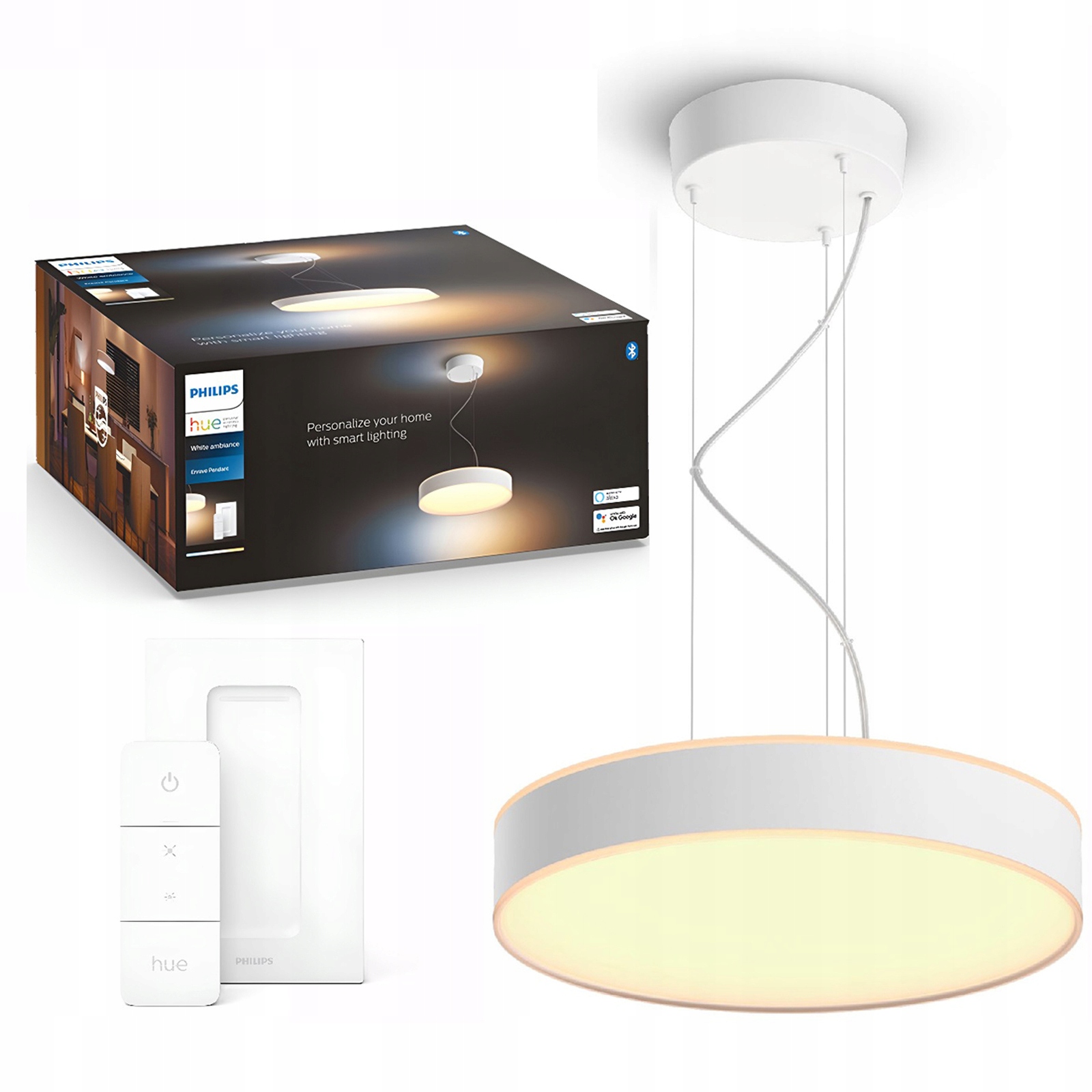 Závěsná Led stropní lampa Moderní Cct 33,5W Bílá Philips Hue dálkový ovladač