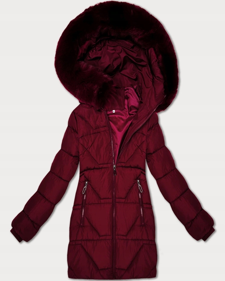 Zimní Bunda Kapuce 16M9275 Bordó M (38)
