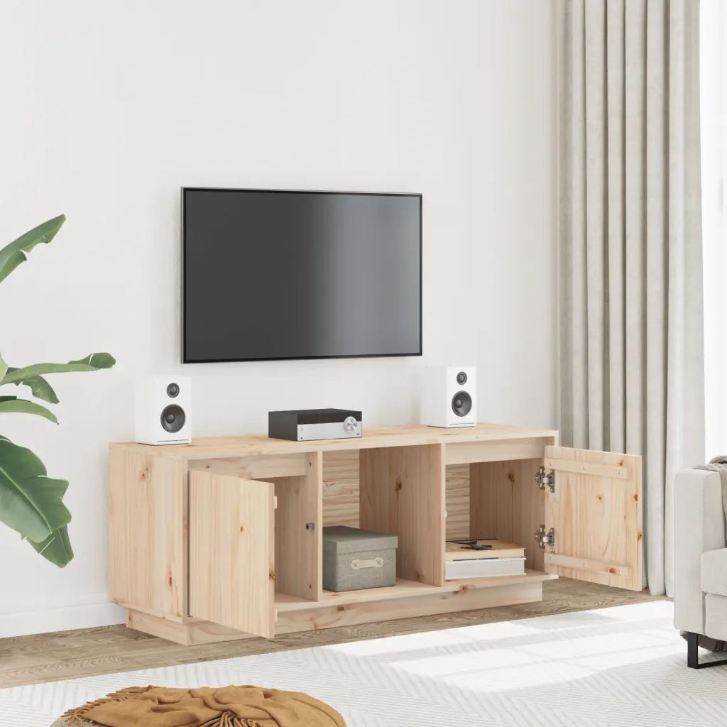 Tv skříňka 110,5 x 35 x 44 cm masivní borové dřevo Hnědá 814339