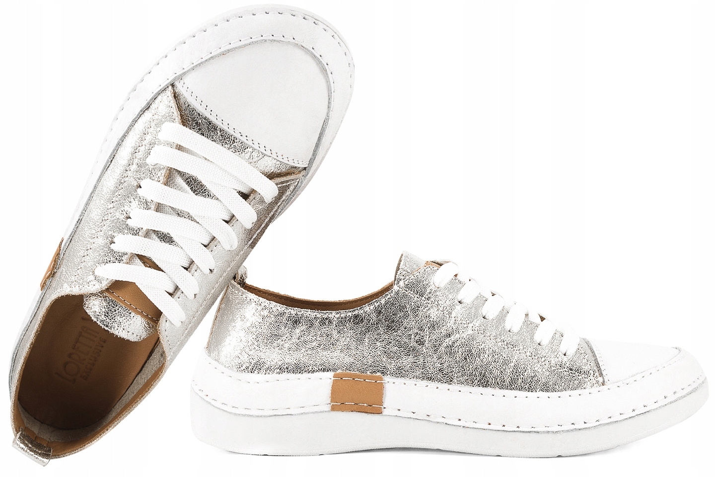 Loretta Vitale 8260 Dámské Polobotky Tenisky Z Kůže Tenisky stříbrné 39 S