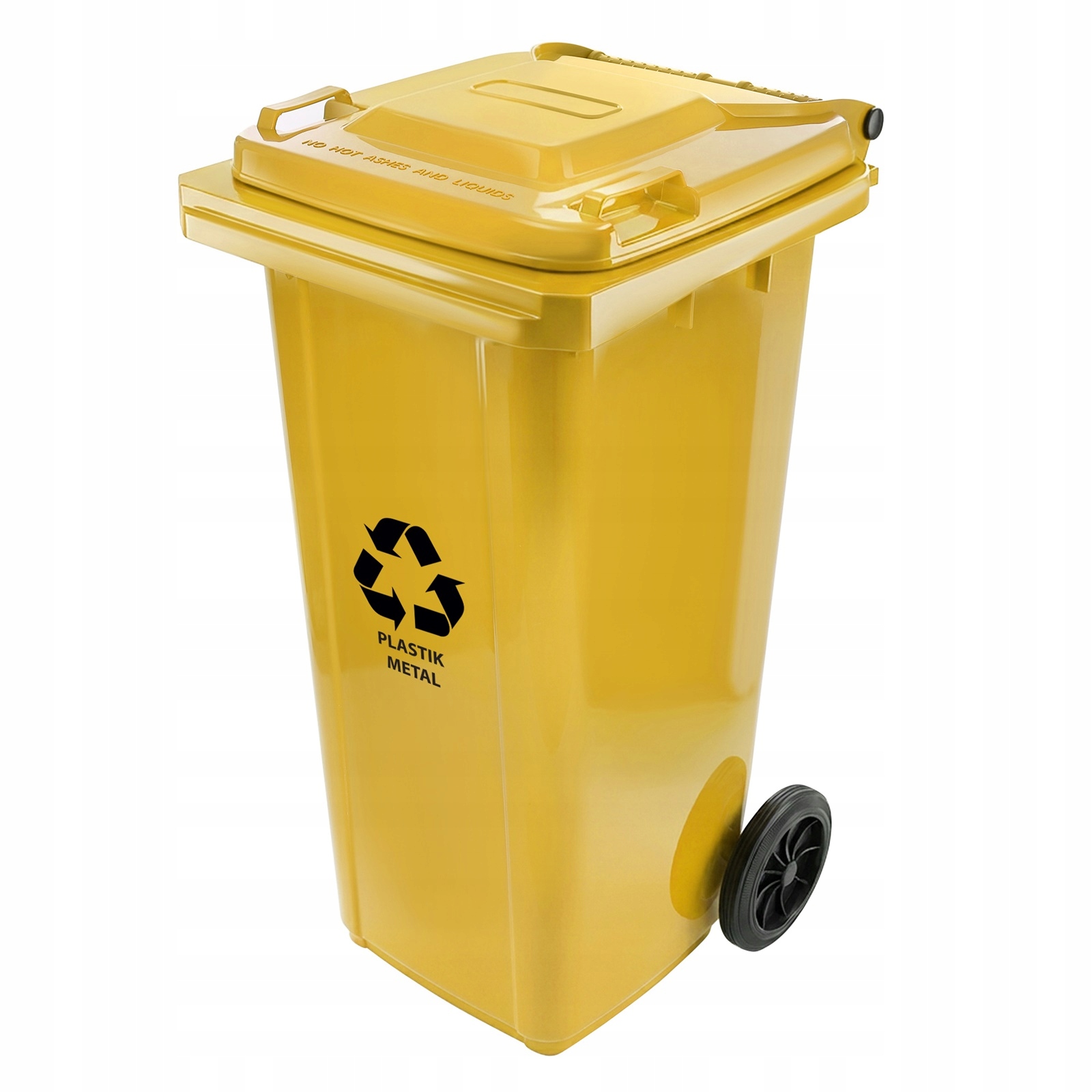 Kosz do segregacji 120 litrów żółty na plastik i puszki pojemnik mobilny