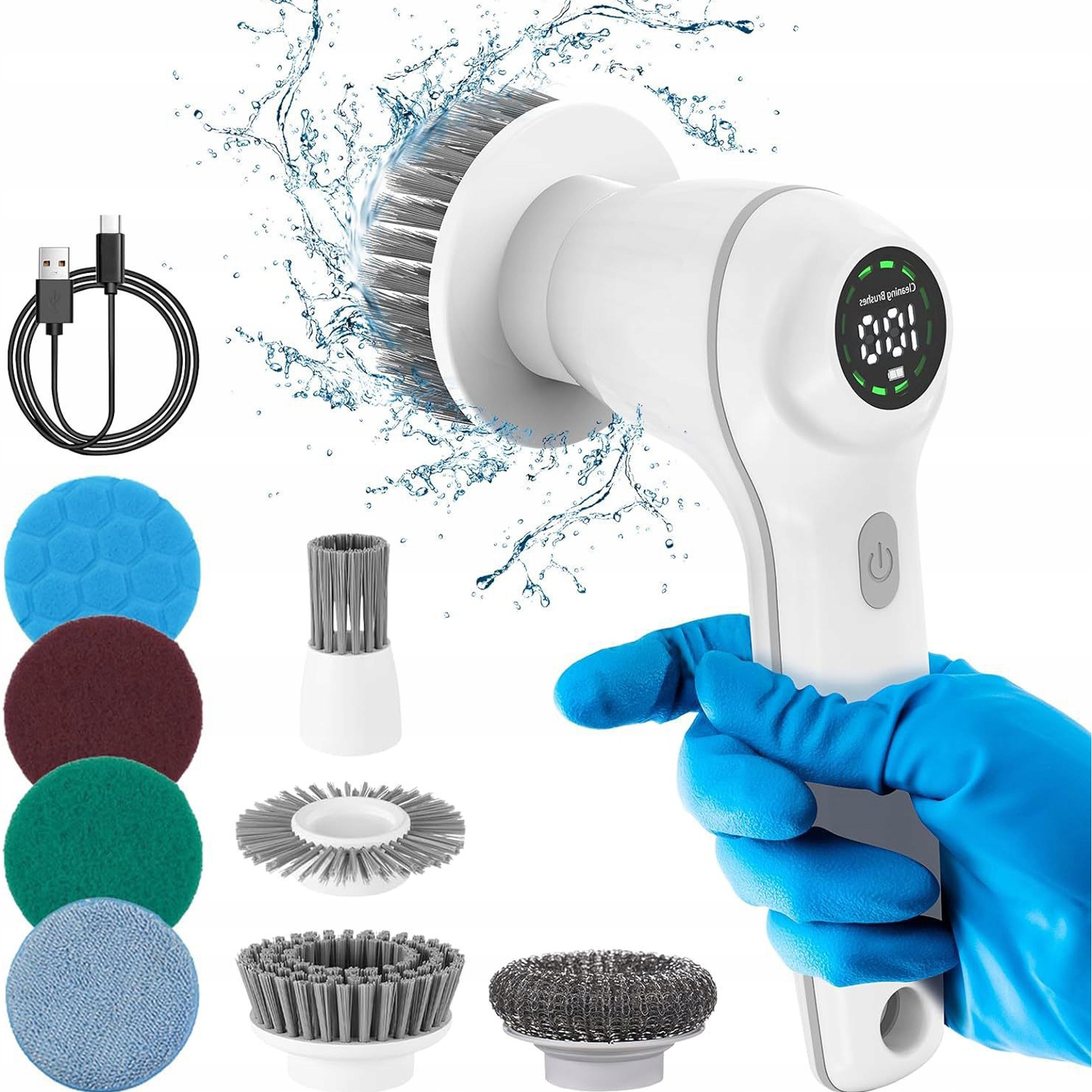 Levně 8v1 Elektrický Víceúčelový Akumulátorový Kartáč Na Čištění A Mytí