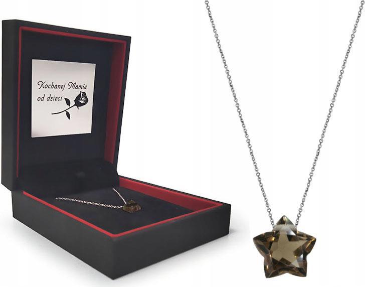 Stříbrný náhrdelník 925 hvězda kámen kouřový křemen s přívěskem jako dárek