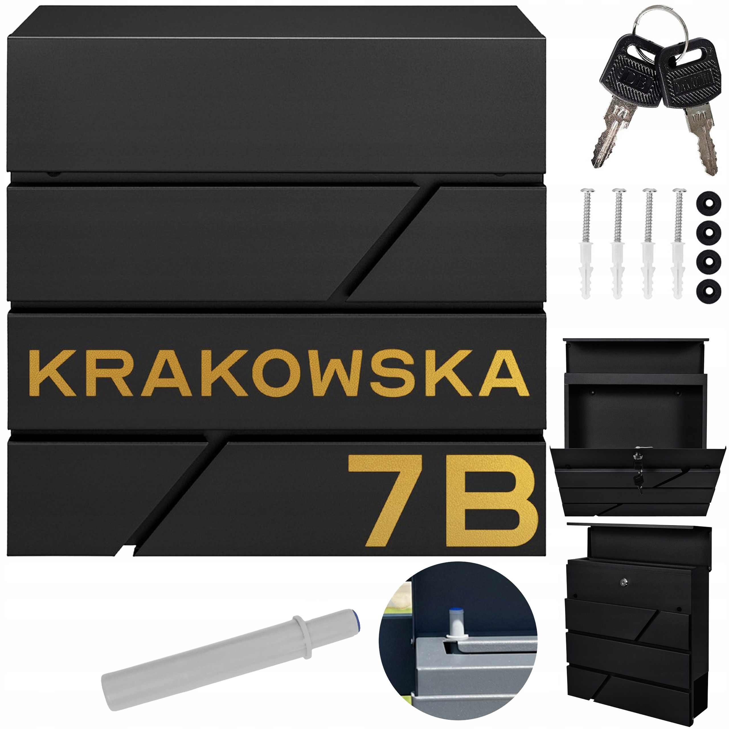 Černá Poštovní Schránka Modern Zlatá Adresa