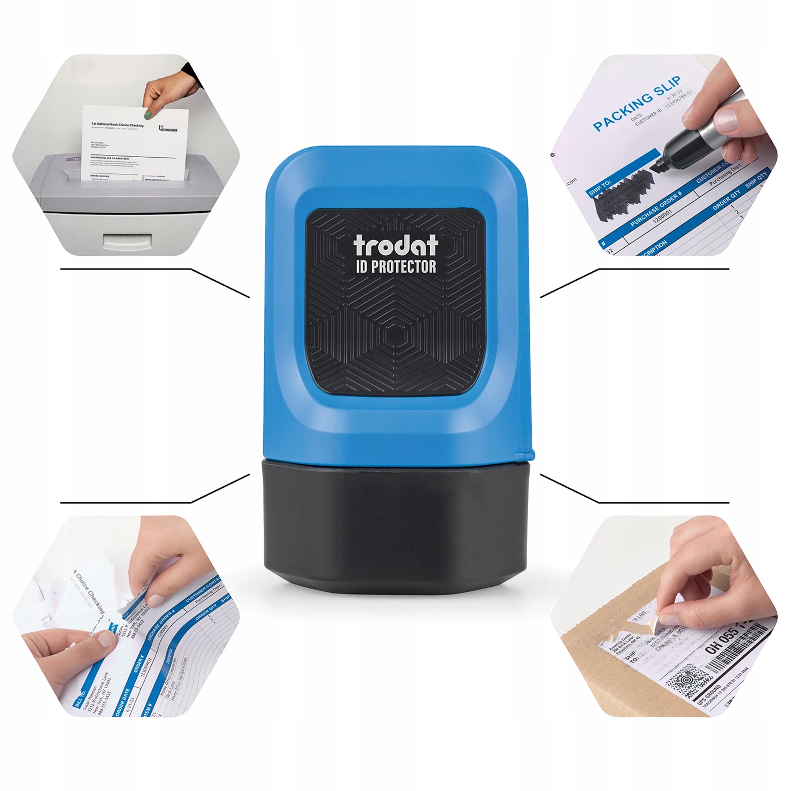 PIECZĄTKA TRODAT ID PROTECTOR DO OCHRONY DANYCH OSOBOWYCH ROLLER Waga produktu z opakowaniem jednostkowym 0.1 kg