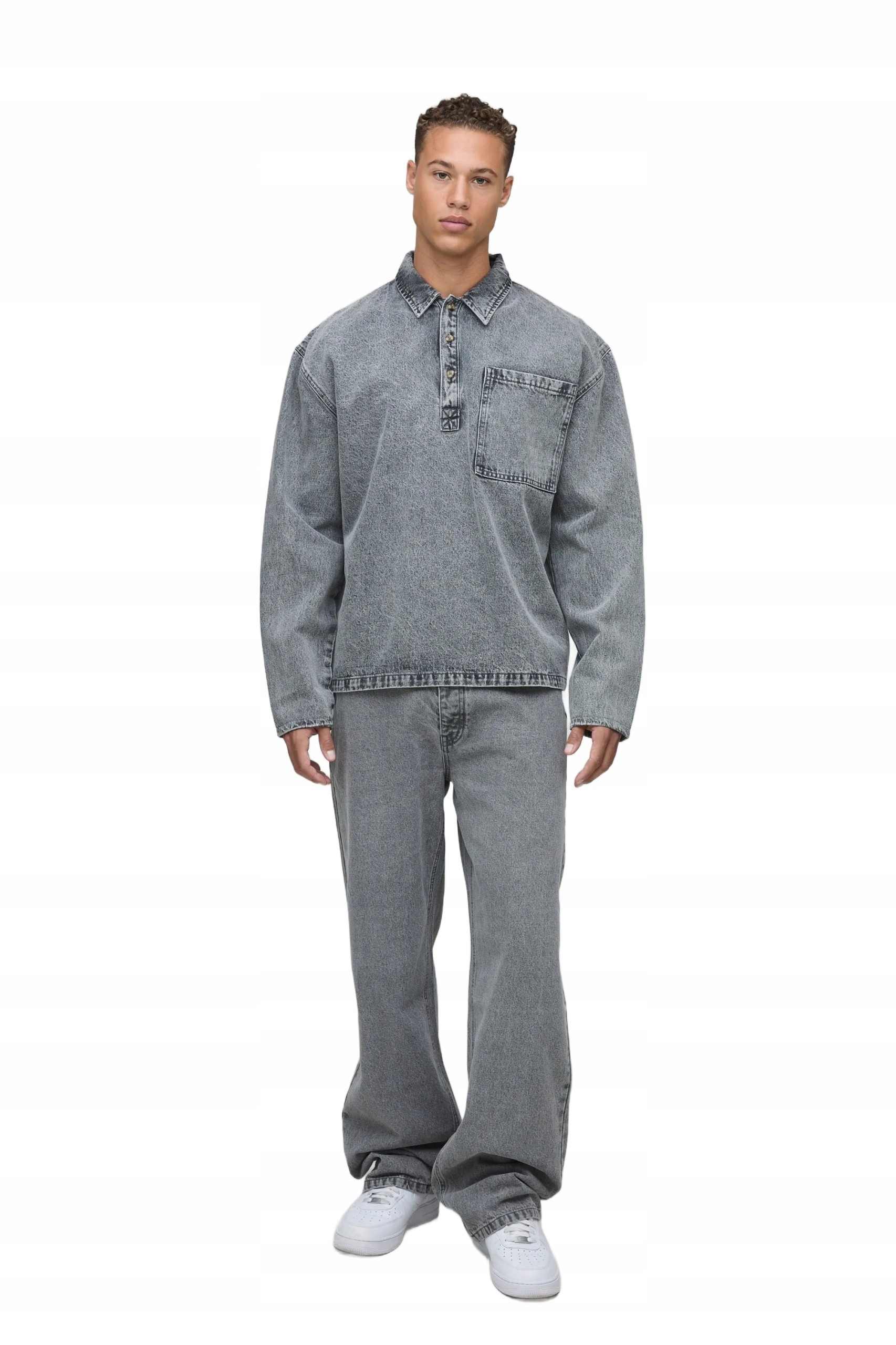 Boohooman Pánská Ležérní Džínová Košile S Dlouhým Rukávem A Kapsou M3A