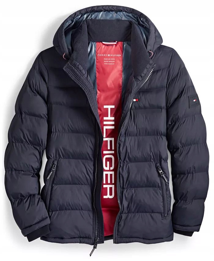 Tommy Hilfiger prošívaná zimní pánská bunda Puffer modrá S