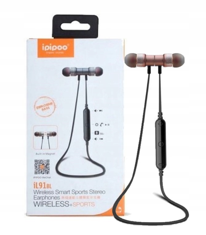 Słuchawki Douszne Ipipoo IL-91BL Bluetooth sportowe różowo-złote