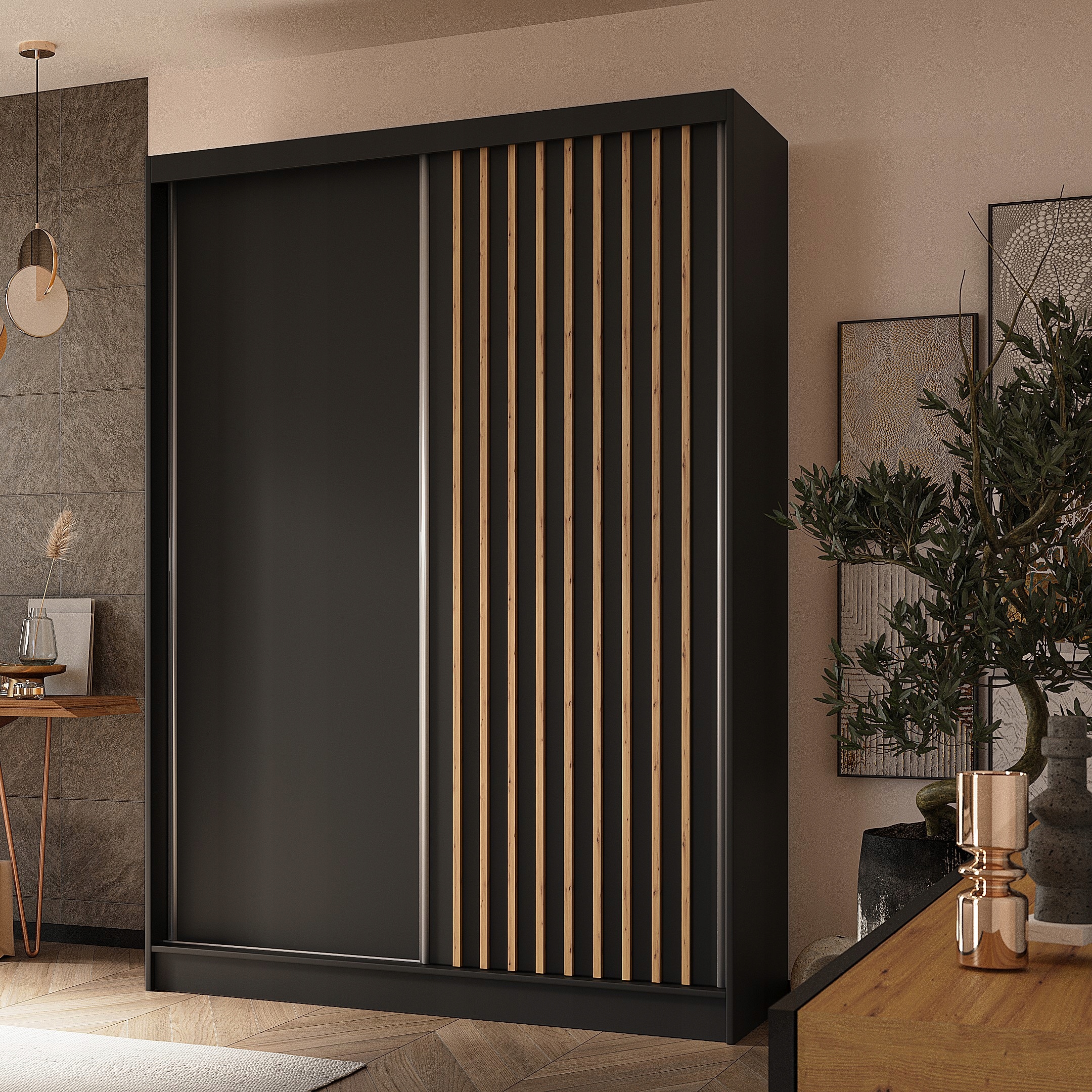 Skříň 150 cm posuvná, černá