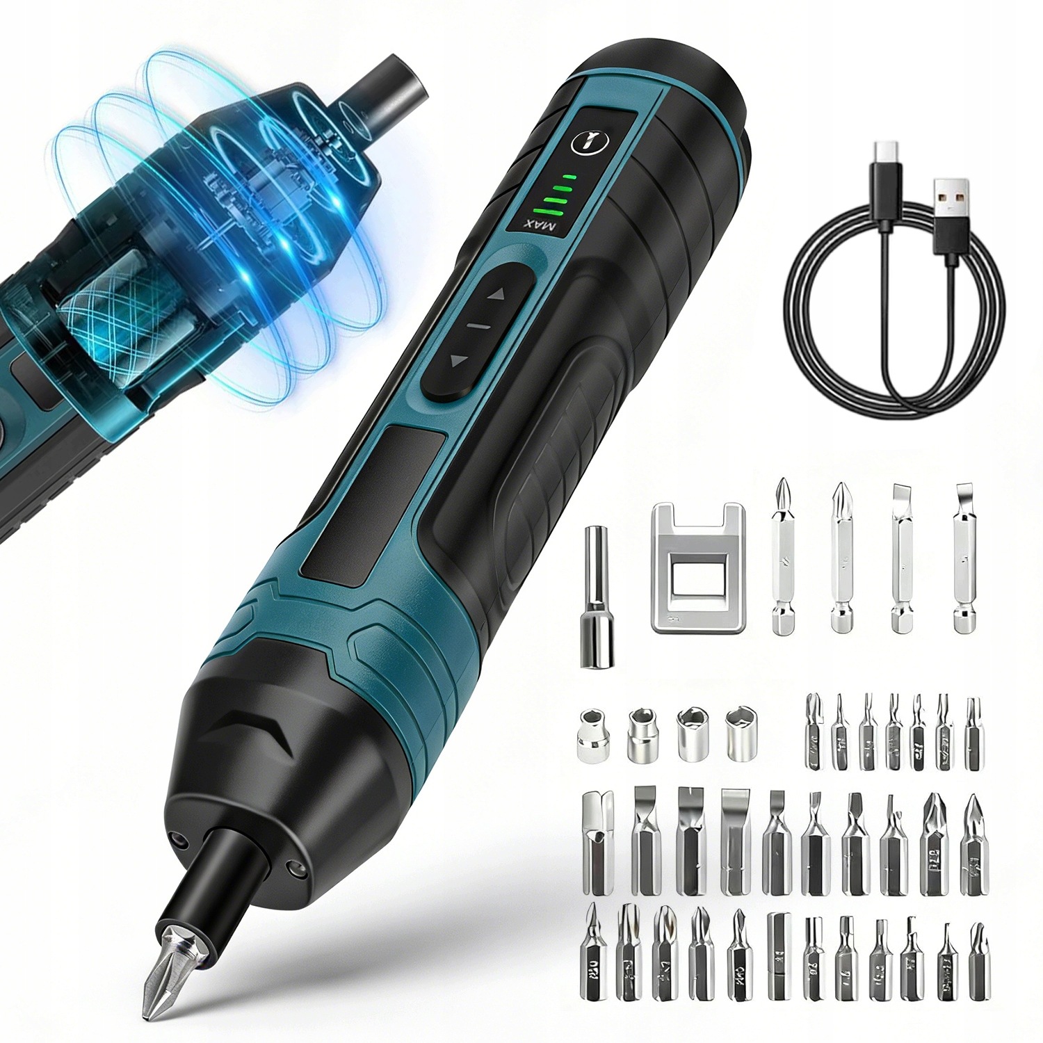 105V1 Elektrický Šroubovák 4 Stupně Momentu Led Nabíjecí Světlo Usb