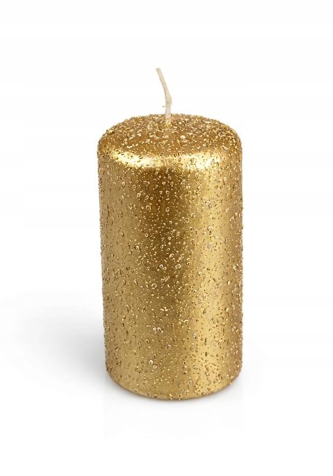 Świeca ozdobna złota dekoracyjna glamour 11 cm ,Ø5,7 cm, czas palenia 30h