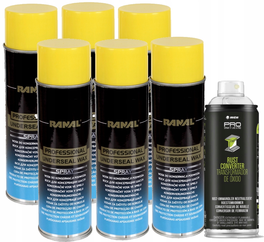 6x Vosk Na Údržbu Podvozku Spray 500 ml 1x Prostriedok na hrdzu 400 ml
