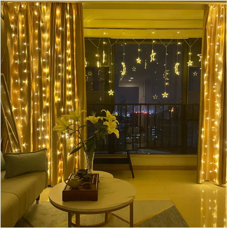 KURTYNA Świetlna Świąteczna Zasłona 300 LED +PILOT Zasilanie sieciowe